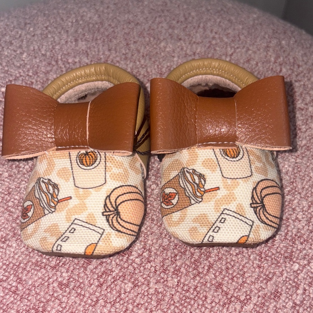 Pumpkin Spice Baby Moccasins with Bow